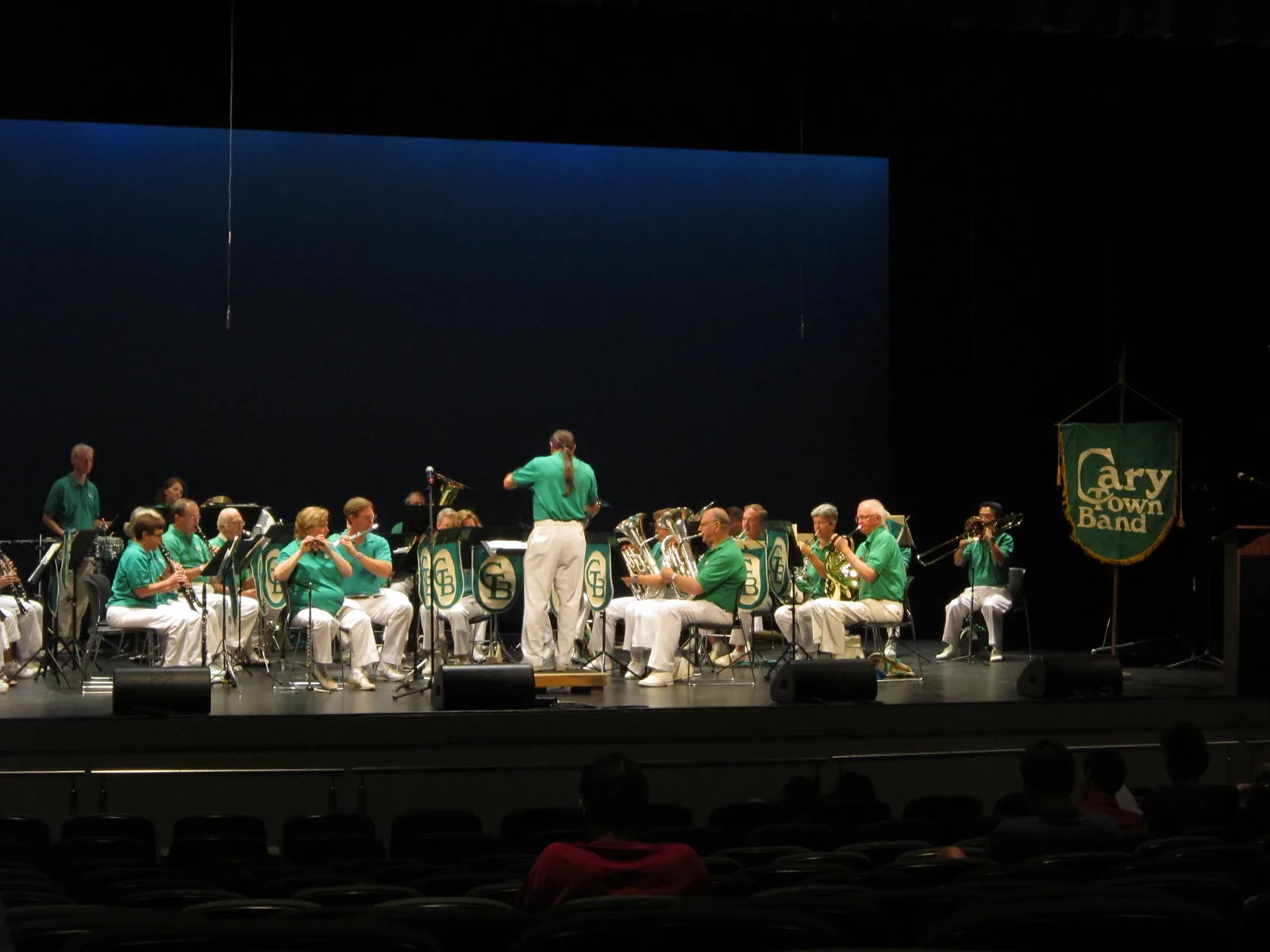 The Cary Town Band on stage at the Cary Arts Center; the band plays the town's Memorial Day ceremony.