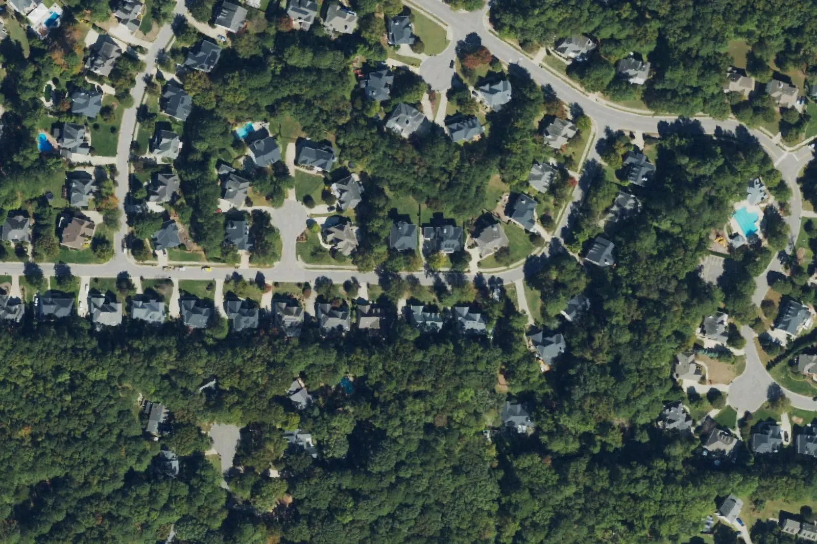 Homes around Morganford Place in far south Cary, an area zoned for Felton Grove High, seen from the air