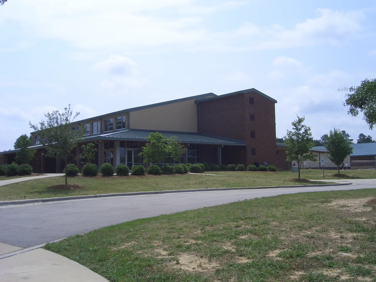 The front of Green Hope Elementary School on Louis Stephens Drive in Cary