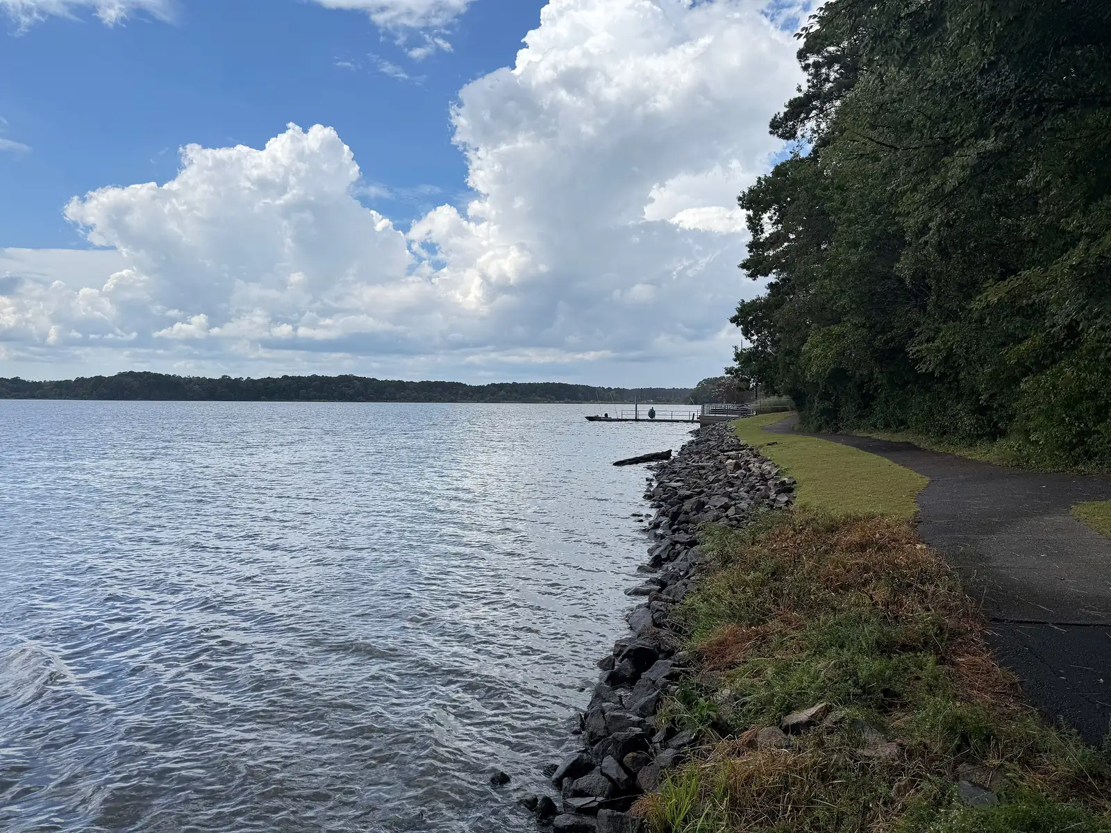The paved lakeside path at Lake Crabtree County Park, near Cary's northern edge.