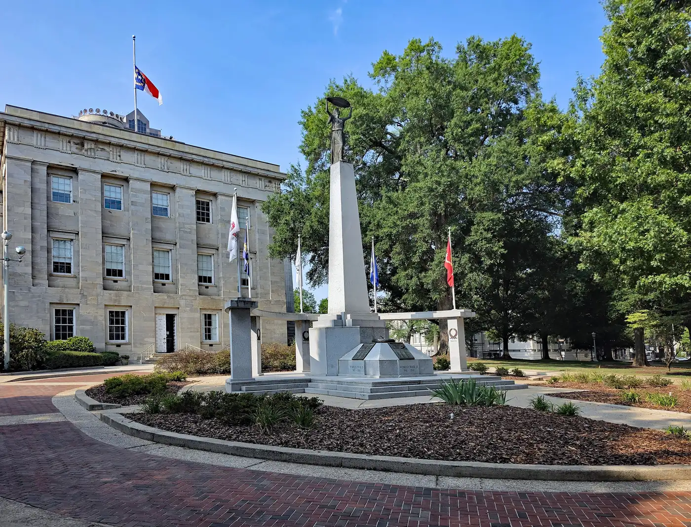 The North Carolina Veterans Monument outside the State Capitol in Raleigh. The picture does not show Cary's ceremony at Veterans Freedom Park.